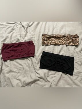 3/$10 3-Pack Bandeaus - Burgundy, Black & Leopard
